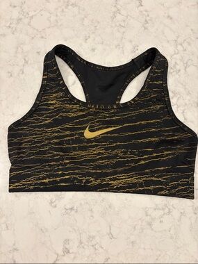 Nike Women’s Black & Gold Patterned Racerback Sports Bra